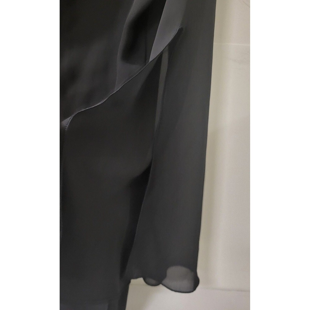 Vintage,La Palapa, Black Chiffon Asymetric Women's Top, Bell Sleeves, Size M USA - Picture 7 of 8